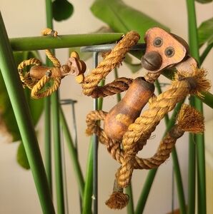 Vintage 1950s wood and rope monkeys